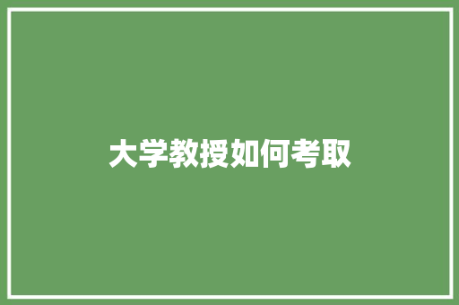 大学教授如何考取
