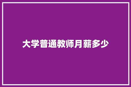 大学普通教师月薪多少