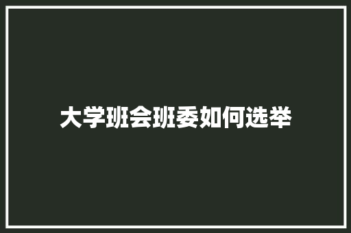 大学班会班委如何选举