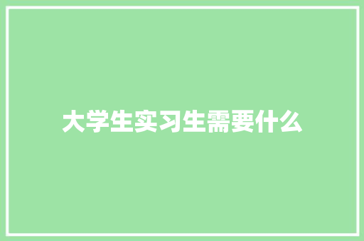大学生实习生需要什么