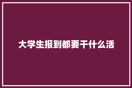 大学生报到都要干什么活