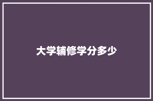 大学辅修学分多少