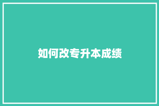 如何改专升本成绩 项目报告