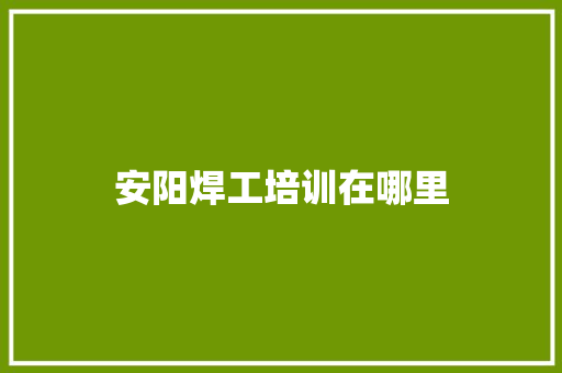 安阳焊工培训在哪里