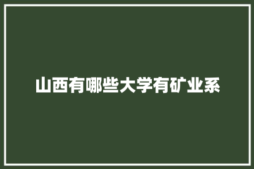 山西有哪些大学有矿业系