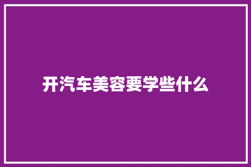 开汽车美容要学些什么