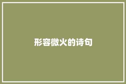 形容微火的诗句