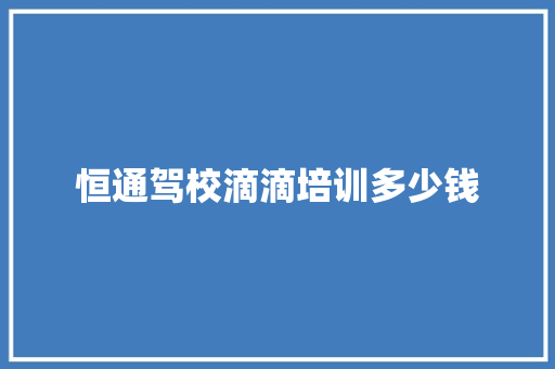 恒通驾校滴滴培训多少钱