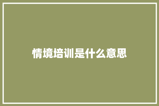 情境培训是什么意思