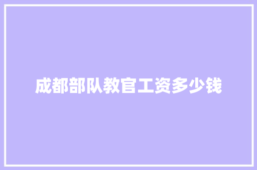 成都部队教官工资多少钱 项目报告