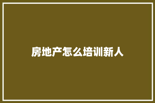 房地产怎么培训新人