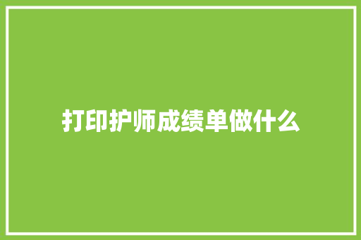 打印护师成绩单做什么