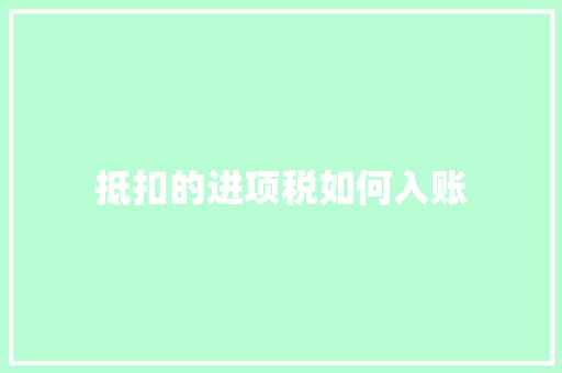 抵扣的进项税如何入账