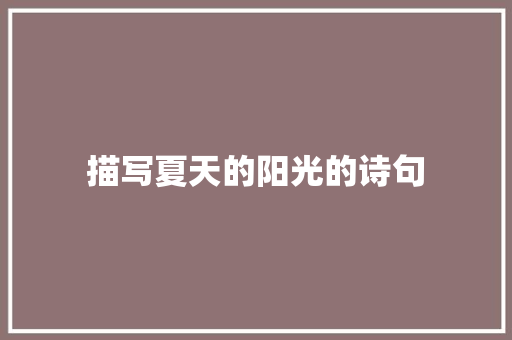 描写夏天的阳光的诗句 职场写作
