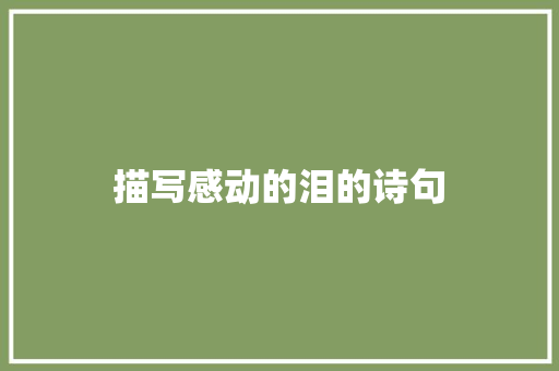 描写感动的泪的诗句