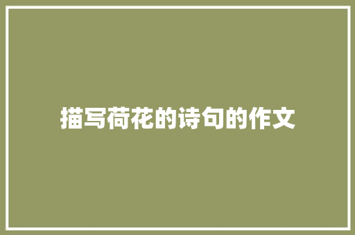 描写荷花的诗句的作文