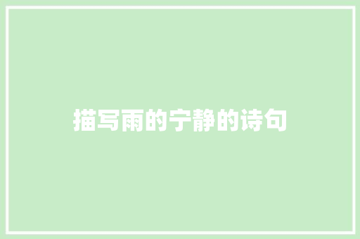 描写雨的宁静的诗句