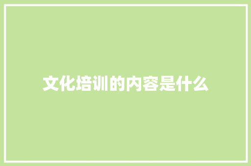 文化培训的内容是什么