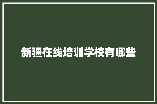 新疆在线培训学校有哪些