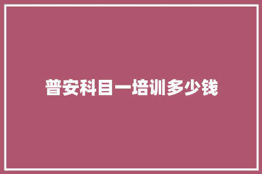 普安科目一培训多少钱