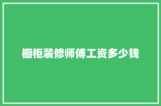 橱柜装修师傅工资多少钱