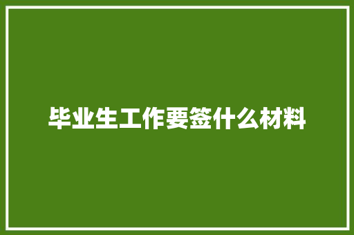 毕业生工作要签什么材料