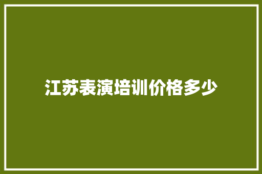 江苏表演培训价格多少