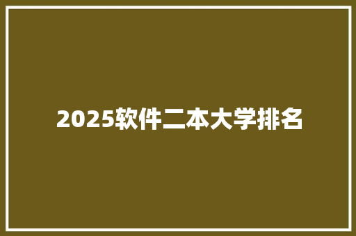 2025软件二本大学排名