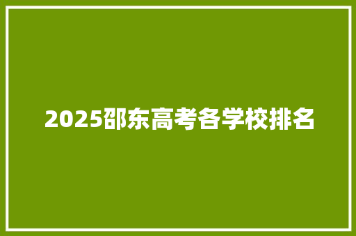 2025邵东高考各学校排名