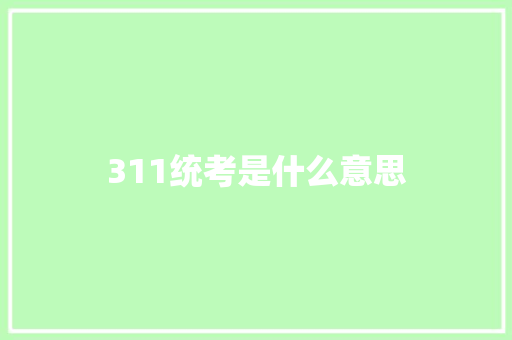 311统考是什么意思