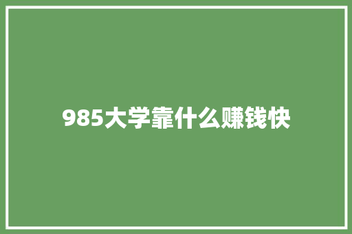 985大学靠什么赚钱快