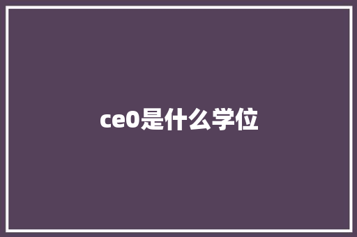ce0是什么学位 项目报告