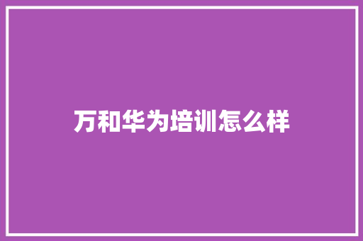 万和华为培训怎么样