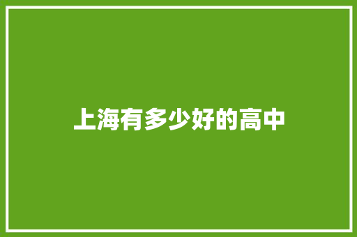 上海有多少好的高中