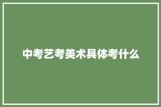 中考艺考美术具体考什么