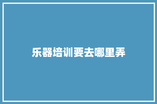 乐器培训要去哪里弄