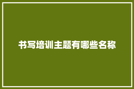 书写培训主题有哪些名称