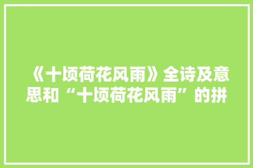 《十顷荷花风雨》全诗及意思和“十顷荷花风雨”的拼音注释 诗词鉴赏