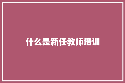 什么是新任教师培训