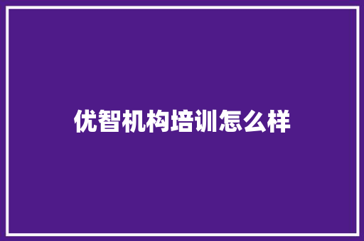优智机构培训怎么样