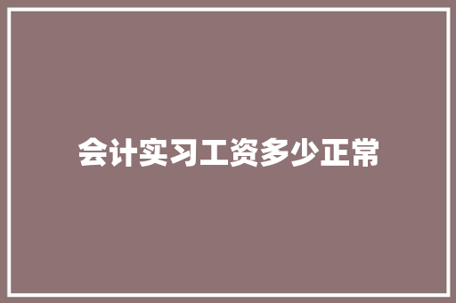 会计实习工资多少正常