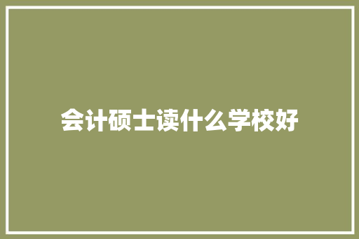 会计硕士读什么学校好
