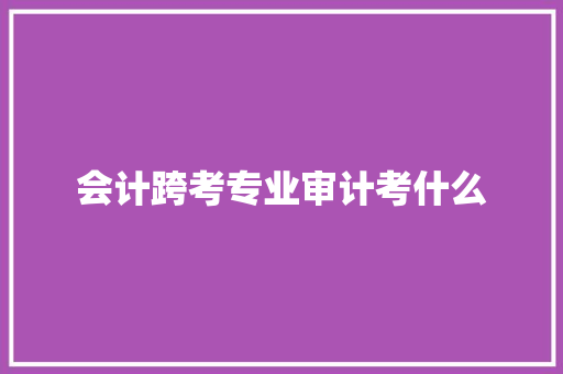 会计跨考专业审计考什么
