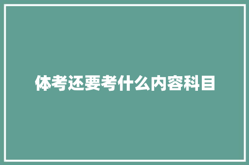 体考还要考什么内容科目