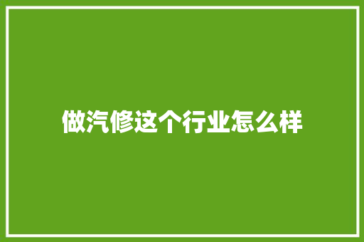 做汽修这个行业怎么样