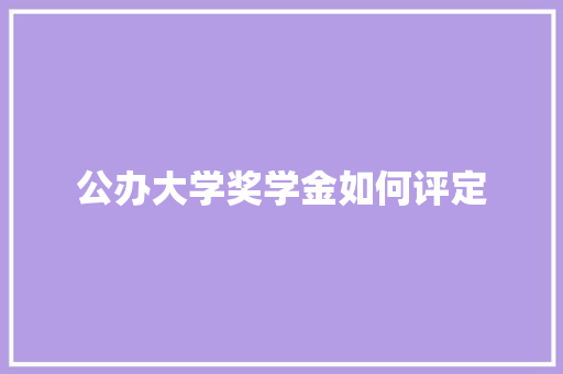 公办大学奖学金如何评定