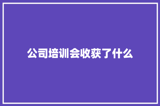 公司培训会收获了什么