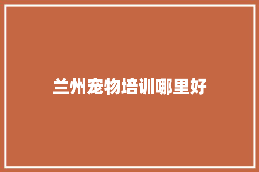 兰州宠物培训哪里好