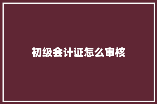初级会计证怎么审核