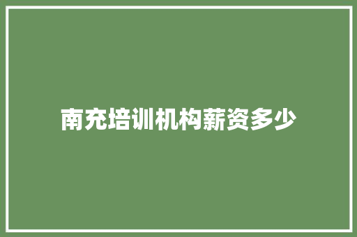南充培训机构薪资多少 工作总结